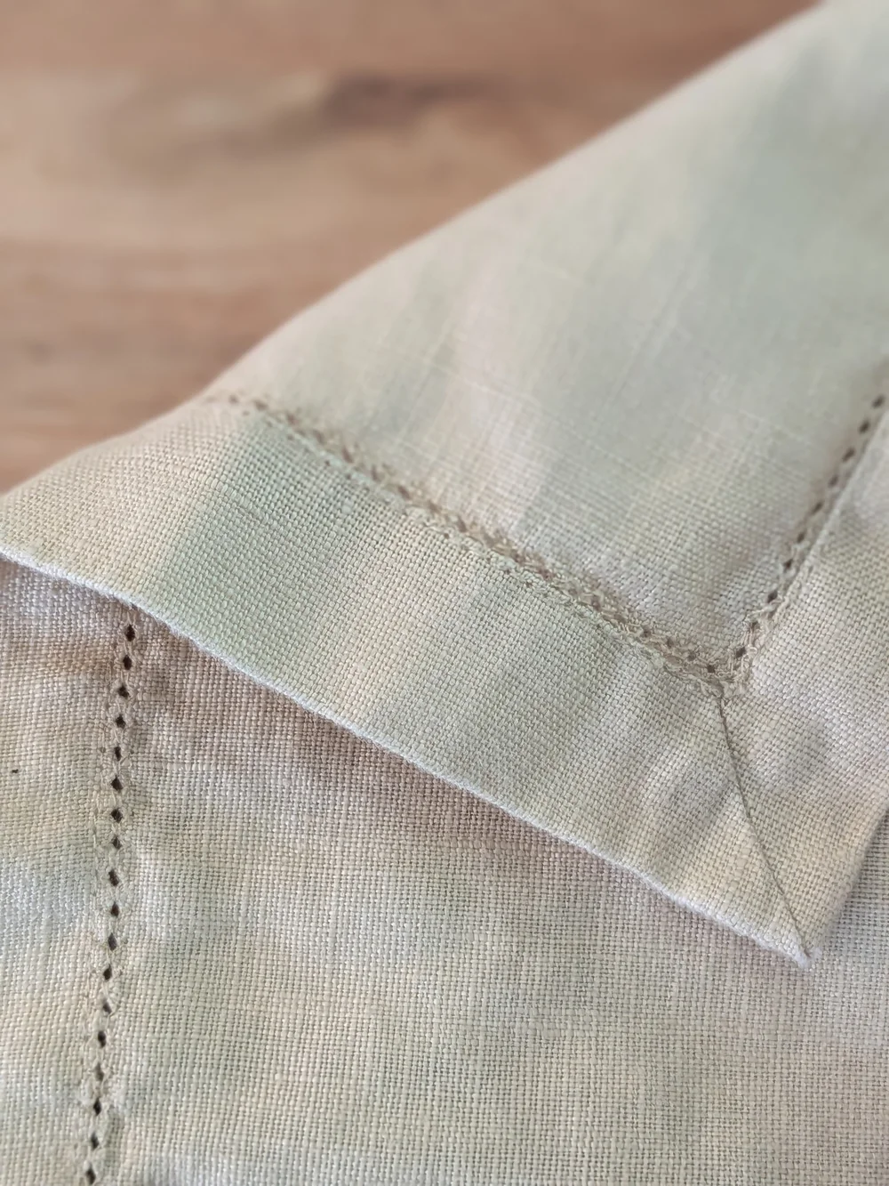Linen Placemats Hemstitch Border Beige Neutral Table Linens Set